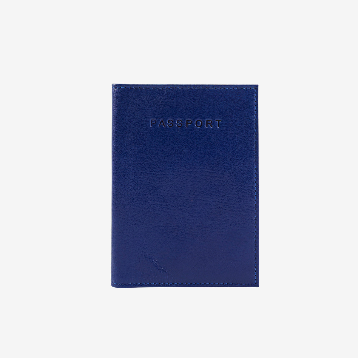 Blue passport holder with &#39;PASSPORT&#39; text on a white background - INDIGO/FRENCH BLUE