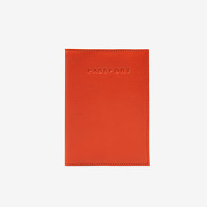 Orange passport holder with 'PASSPORT' text on a white background - ORANGE/SKY