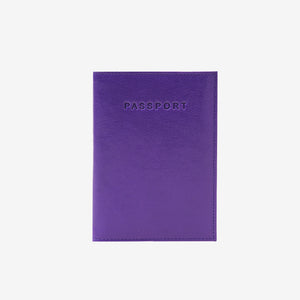 Purple passport holder with 'PASSPORT' embossed on a white background - PURPLE/GRASS