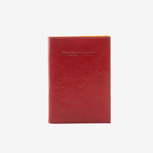 tusk 149 womens leather passport cover raspberry and lavender on light grey background - RASPBERRY/LAVENDER