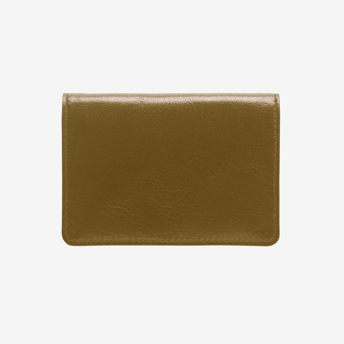 Olive leather wallet on a light beige background - OLIVE/BLUE