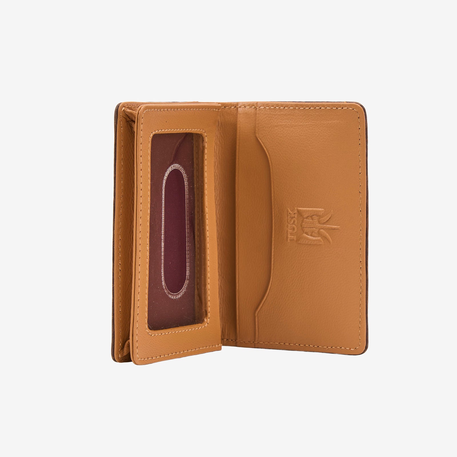 Brown leather cardholder on a white background - TAN