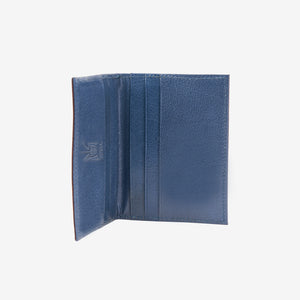 tusk 177 mens leather folded card case chocolate and blue open 01 - CHOCOLATE/ BLUE