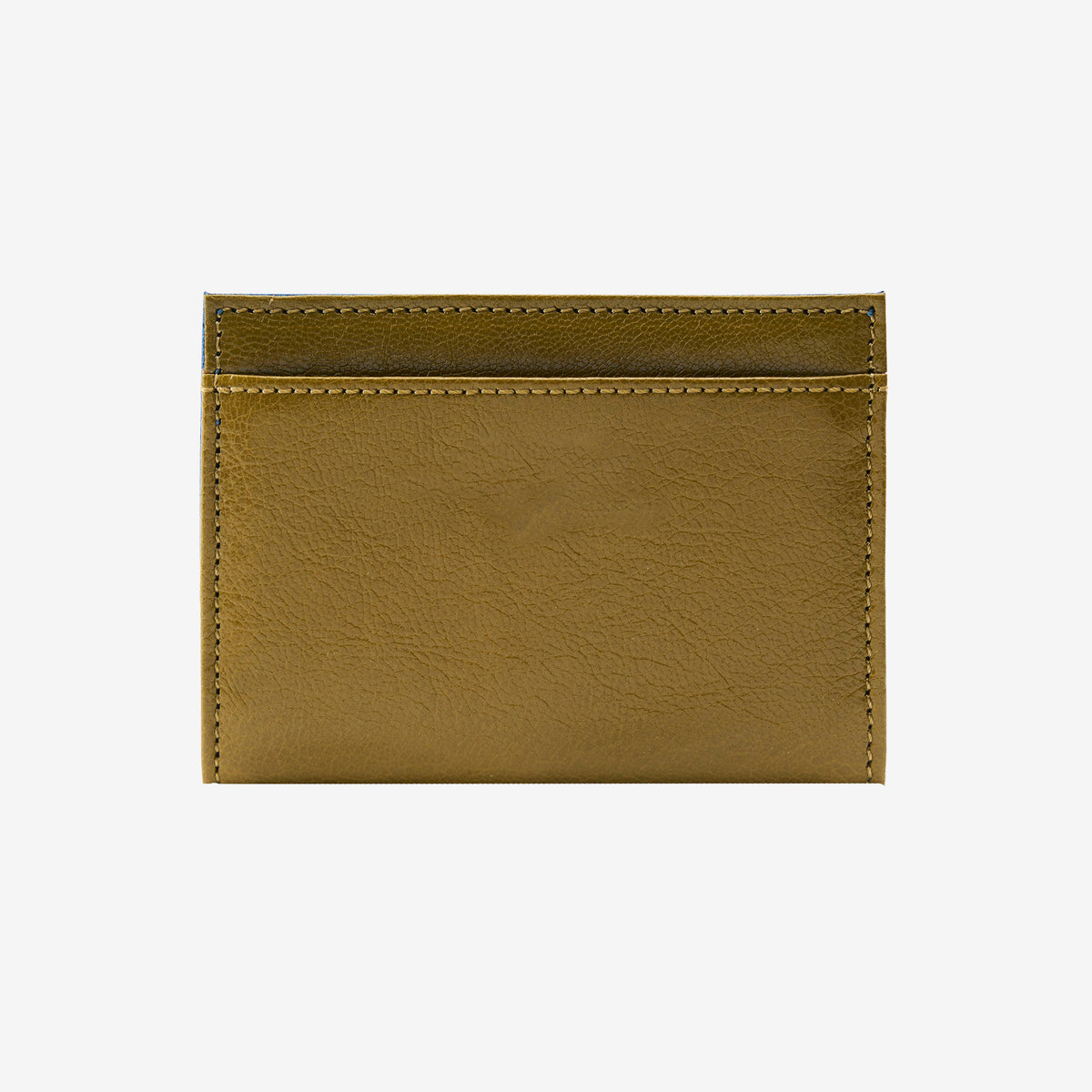 Olive  leather cardholder on a white background - OLIVE/BLUE