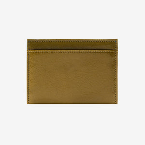 Olive  leather cardholder on a white background - OLIVE/BLUE