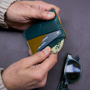 tusk 189 mens leather card case teal model 01 - TEAL