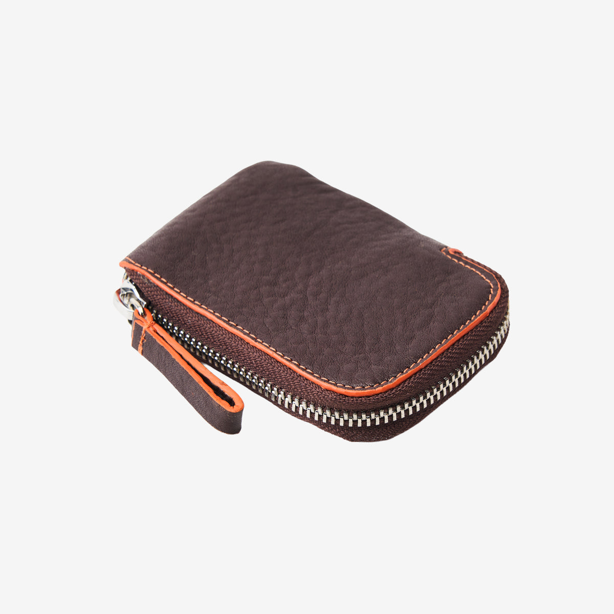 Tusk 194 Amsterdam small zip card wallet, front view - CHOCOLATE