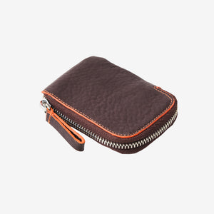 Tusk 194 Amsterdam small zip card wallet, front view - CHOCOLATE