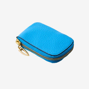 Tusk 194 Ascot small zip card wallet, front view - AZURE