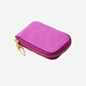 Tusk 194 Ascot small zip card wallet, front view - MAGENTA