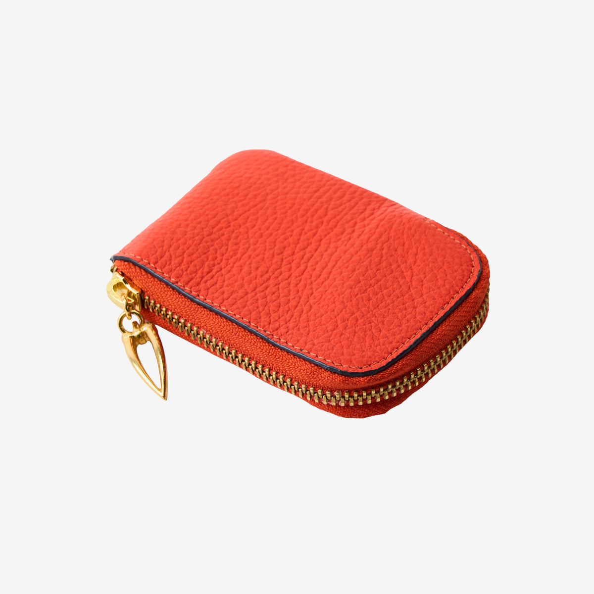 Tusk 194 Ascot small zip card wallet, front view - ORANGE