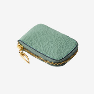 Tusk 194 Ascot small zip card wallet, front view - SAGE