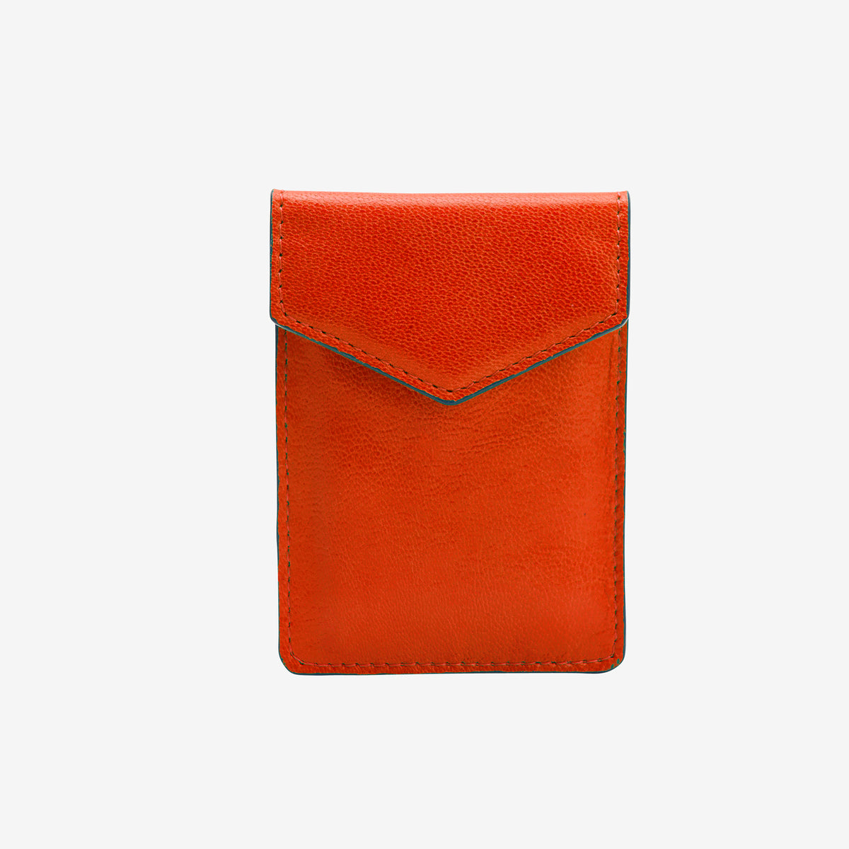 tusk 2002 siam leather mini snap card case orange and sky front - ORANGE/SKY