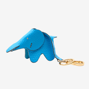 handmade leather elephant keychain azure - AZURE