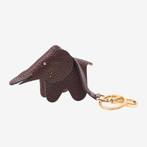 Brown elephant-shaped keychain with a gold ring on a white background - ESPRESSO
