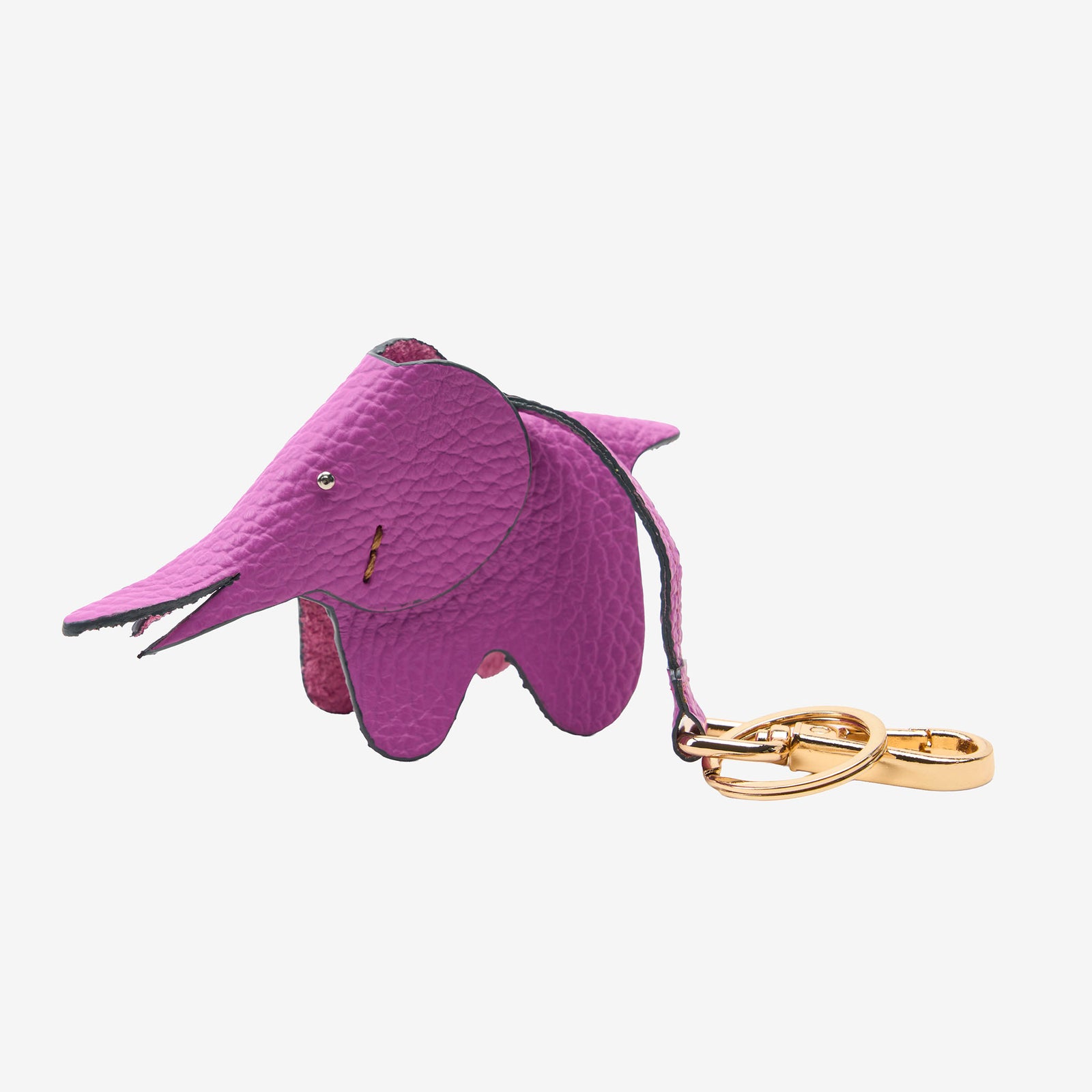 handmade leather elephant keychain magenta- MAGENTA