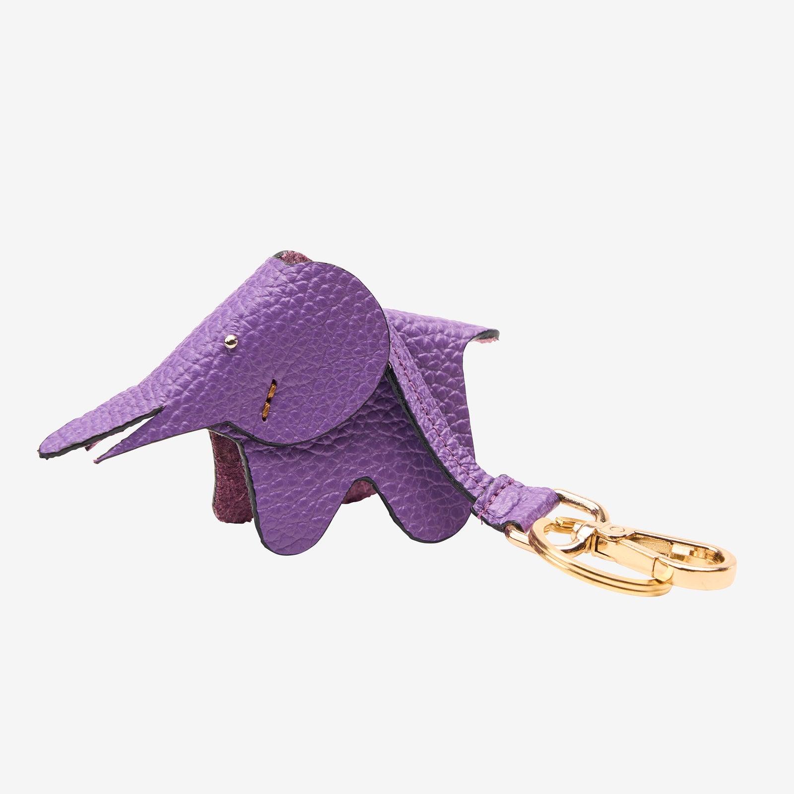 handmade leather elephant keychain purple - PURPLE