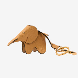 tusk-2004-handmade-leather-elephant-keychain-sand-front - SAND