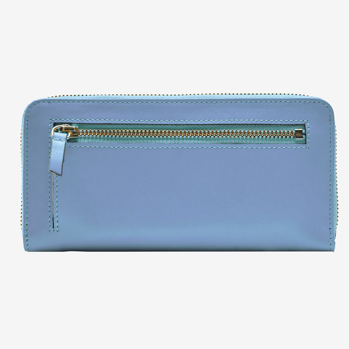Light blue wallet with a zipper on a white background - FRENCH BLUE