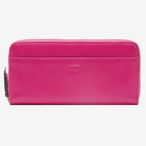 tusk 301 womens leather single zip wallet geranium front - GERANIUM