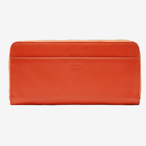 tusk 301 womens leather single zip wallet orange front - ORANGE