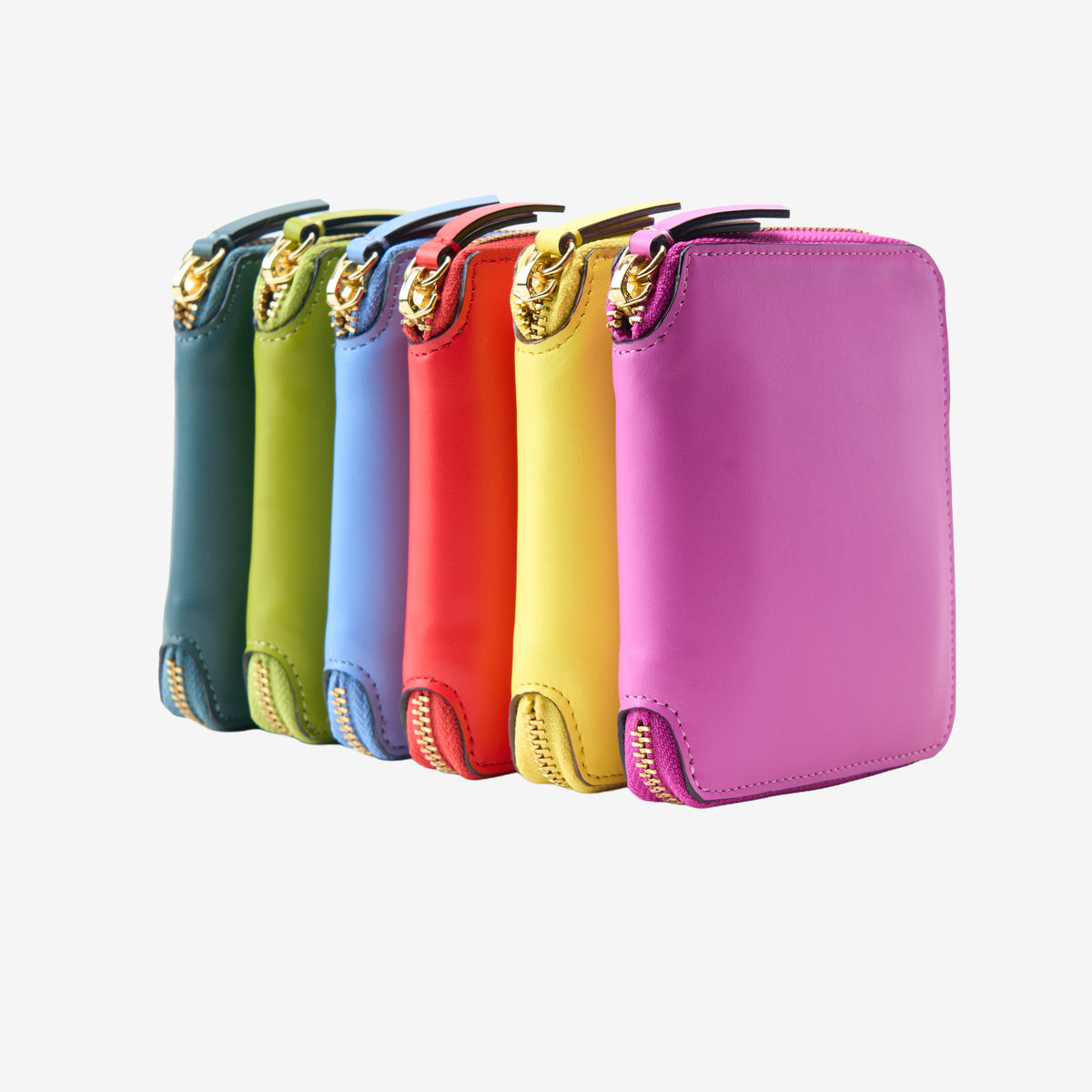 Tusk Lille medium leather zip-around wallet in French Blue, Avocado, Hunter, Magenta, Red and Sun - ALL COLORS