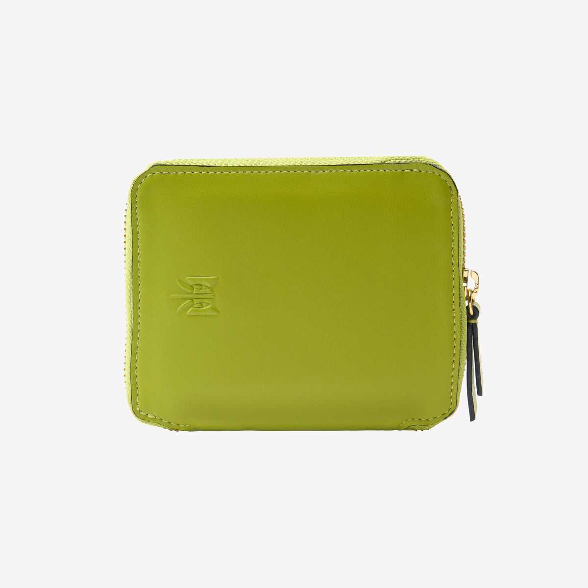 Tusk Lille medium leather zip-around wallet, back view - AVOCADO
