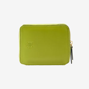 Tusk Lille medium leather zip-around wallet, back view - AVOCADO