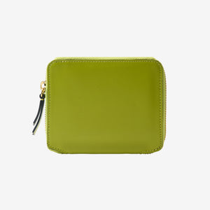Tusk Lille medium leather zip-around wallet, front view - AVOCADO