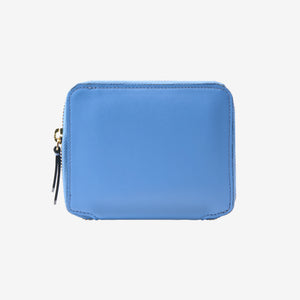 Tusk Lille medium leather zip-around wallet, front view - FRENCH BLUE