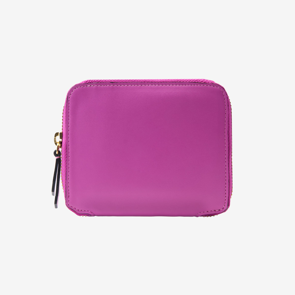 Tusk Lille medium leather zip-around wallet, front view - MAGENTA