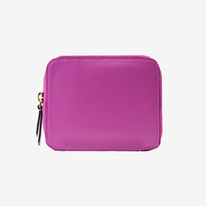 Tusk Lille medium leather zip-around wallet, front view - MAGENTA