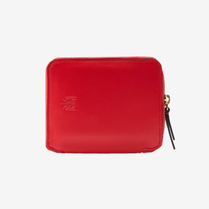 Tusk Lille medium leather zip-around wallet, back view - RED