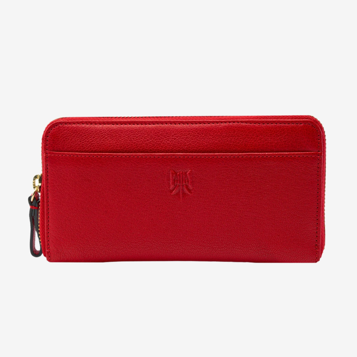 tusk 312 womens medium leather single zip wallet red front - RED