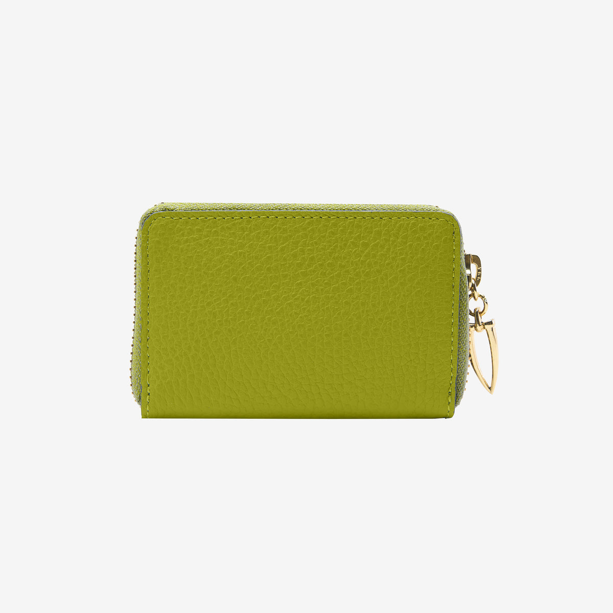 Back view of the Tusk Ascot Italian pebble grain leather coin and card case - AVOCADO