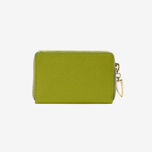 Back view of the Tusk Ascot Italian pebble grain leather coin and card case - AVOCADO