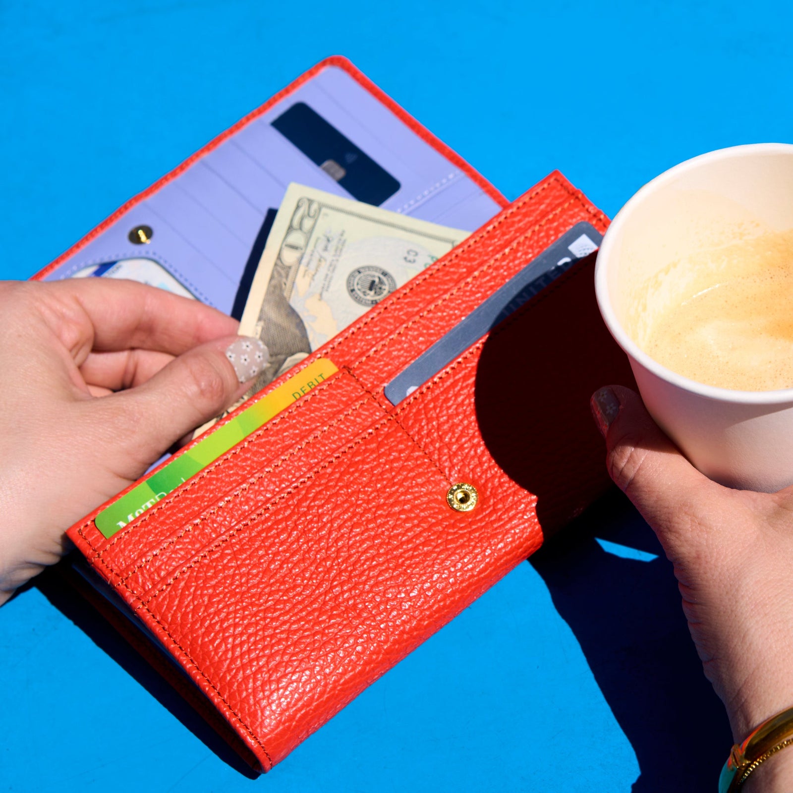 tusk-376-ascot-pebble-grain-leather-snap-over-wallet-orange-front - ORANGE
