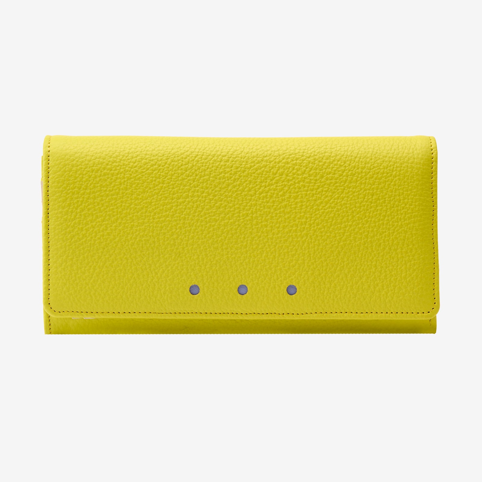 tusk-376-ascot-pebble-grain-leather-snap-over-wallet-lime-front - LIME