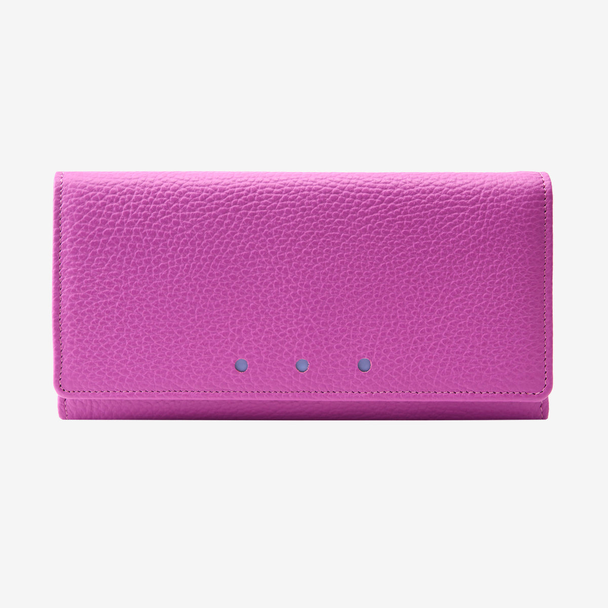 Tusk Ascot Flap Over Leather Wallet in Magenta featuring premium pebble grain Italian leather and a minimalist fold-over clutch design - MAGENTA