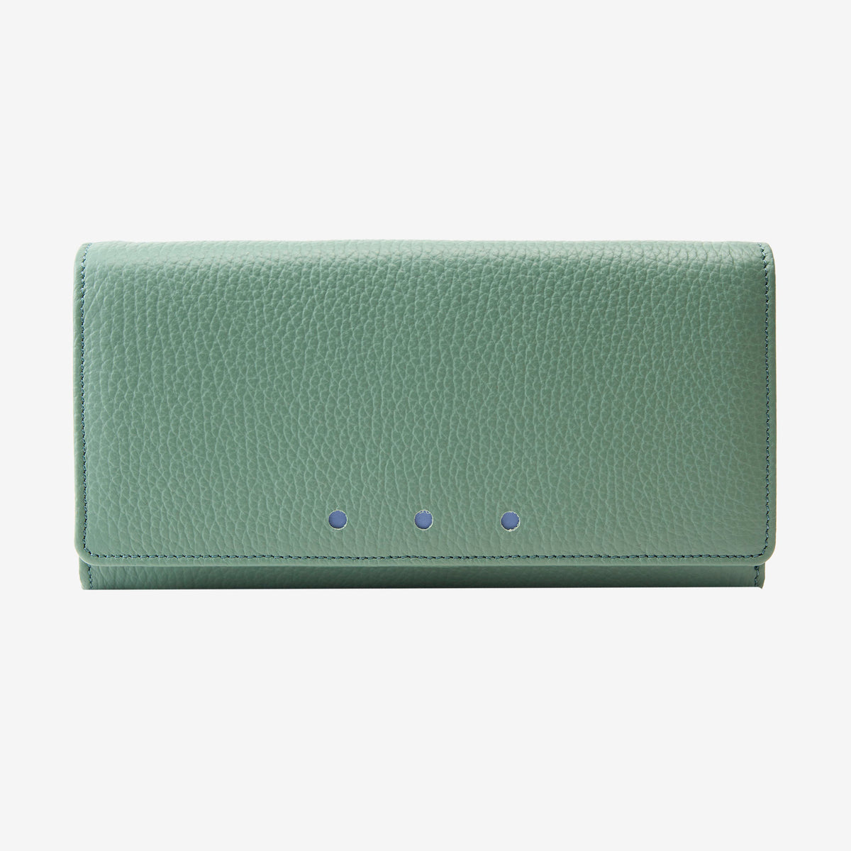 Tusk Ascot Flap Over Leather Wallet in Green featuring premium pebble grain Italian leather and a minimalist fold-over clutch design - SAGE