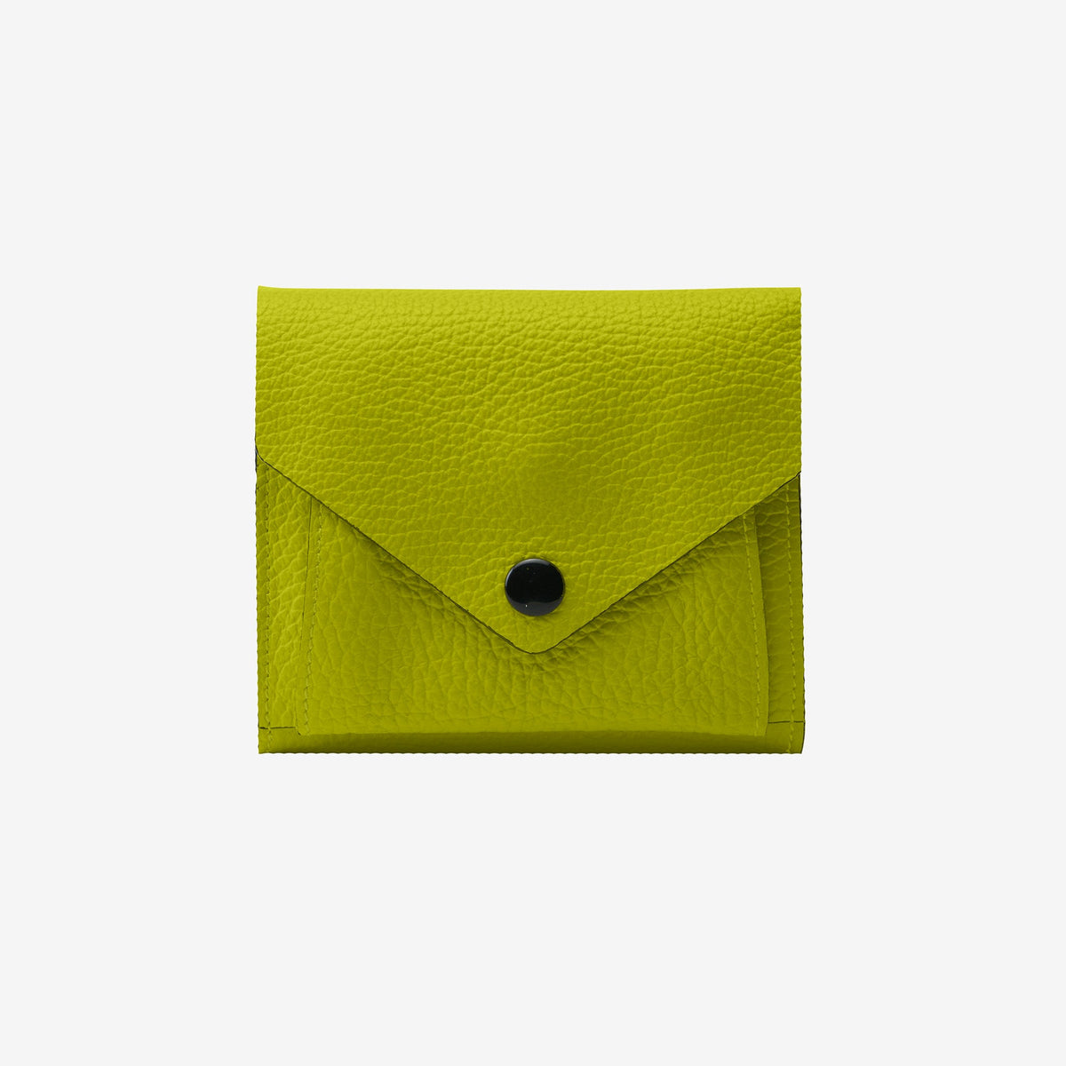 Tusk 382 Ascot Origami Wallet in avocado Italian pebble-grain cowhide leather. Front view with matching stitching - AVOCADO