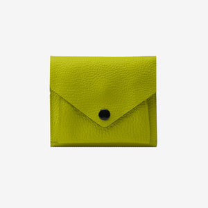 Tusk 382 Ascot Origami Wallet in avocado Italian pebble-grain cowhide leather. Front view with matching stitching - AVOCADO