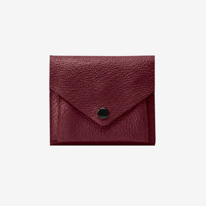 Tusk 382 Ascot Origami Wallet in oxblood Italian pebble-grain cowhide leather. Front view with matching stitching - OXBLOOD