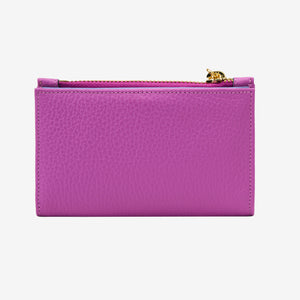 Magenta leather  wallet with gold zipper on a white background - MAGENTA