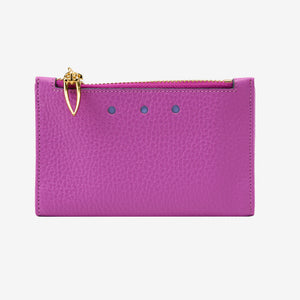 Magenta leather wallet with gold zipper on a white background - MAGENTA