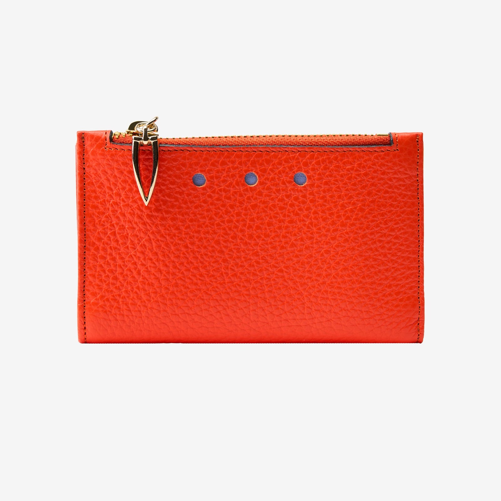 tusk 383 pebble grain leather slim card case orange front - ORANGE