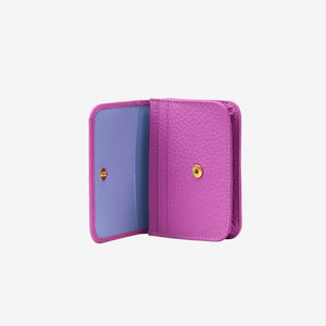 Magenta leather wallet with gold accents on a white background - MAGENTA