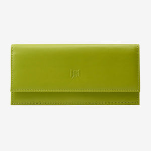 Tusk Lille leather clutch wallet, front view – AVOCADO