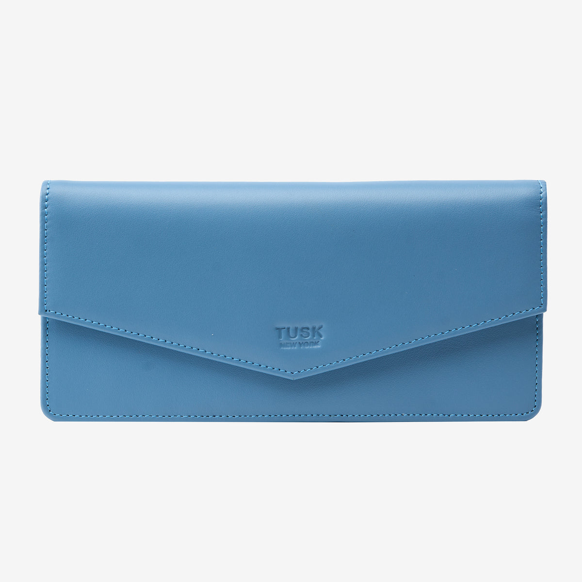 tusk 434 leather clutch wallet french blue front - FRENCH BLUE