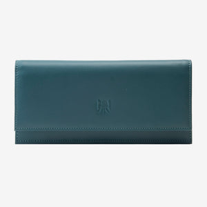 Tusk Lille leather clutch wallet, front view – HUNTER GREEN